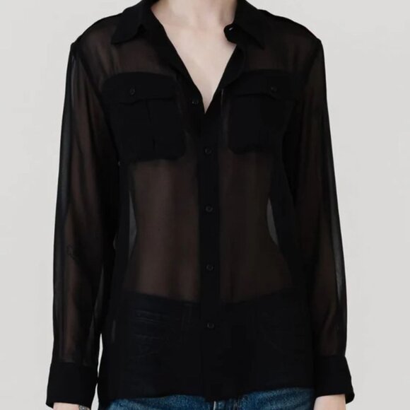Nili Lotan Betty C. Silk Shirt in Black - Picture 1 of 5